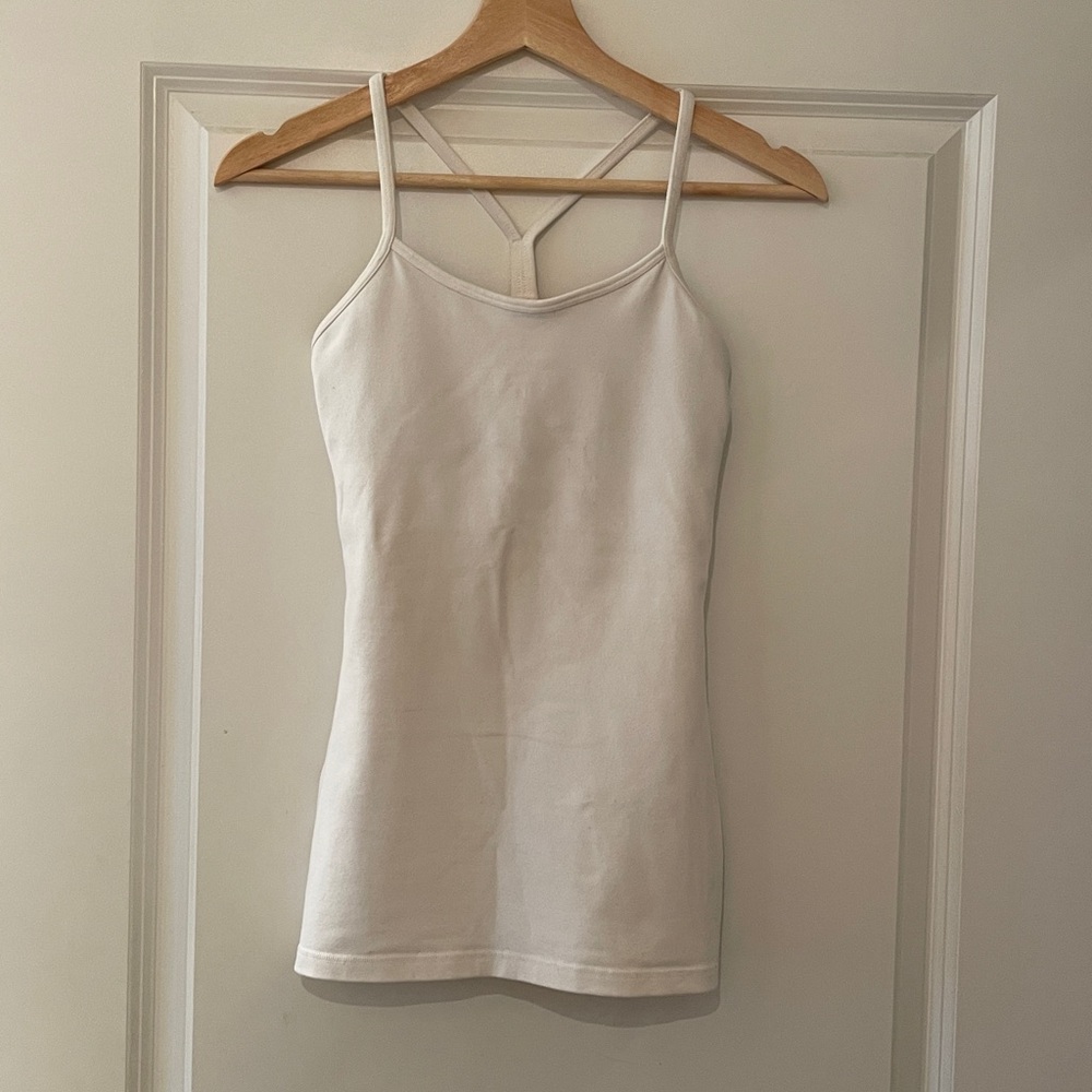 White Lululemon Power Y Strappy Yoga Tank Top